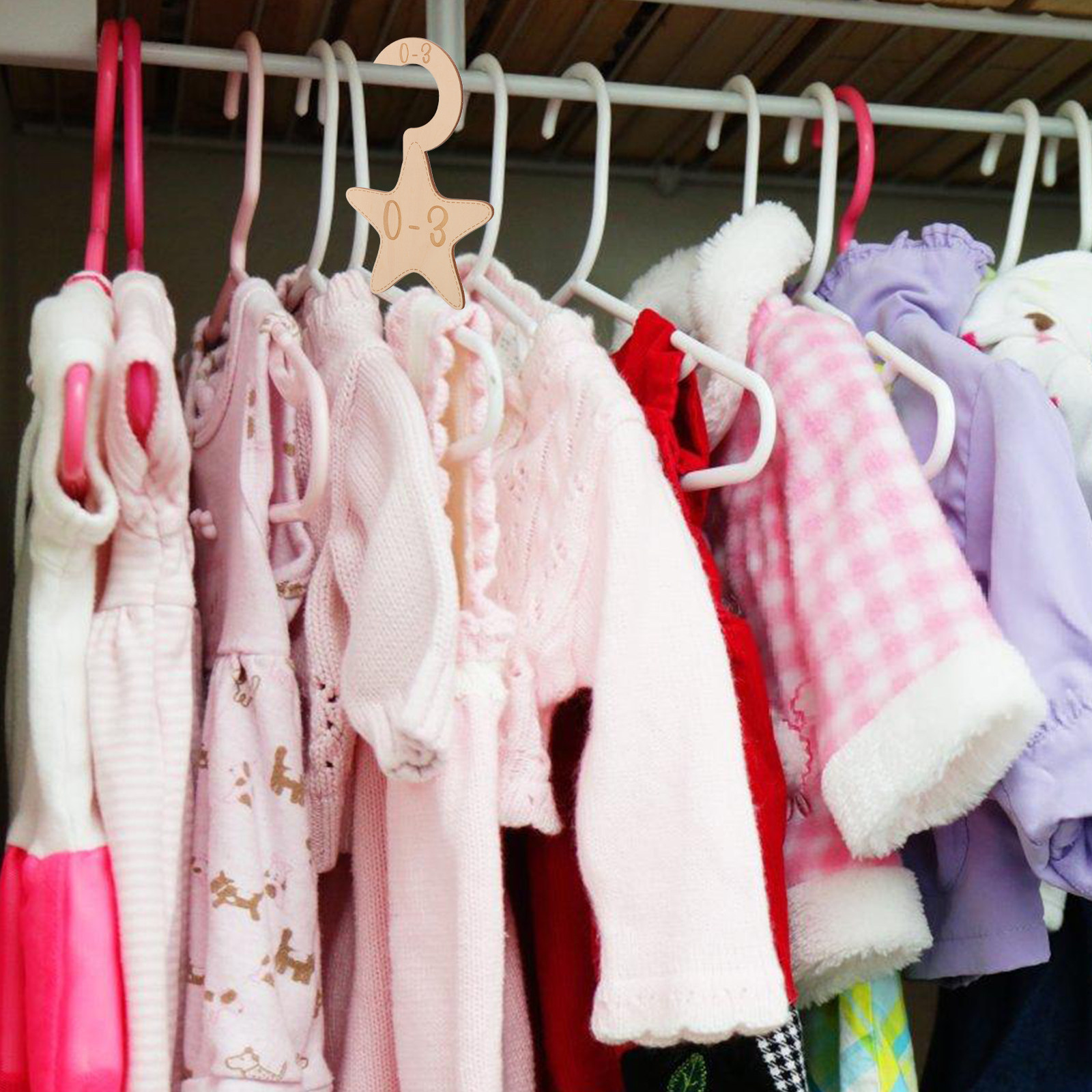 Baby Clothing Dividers - 7-teilige Baby-Kleider-Schrankteiler aus Holz, Größenteiler für