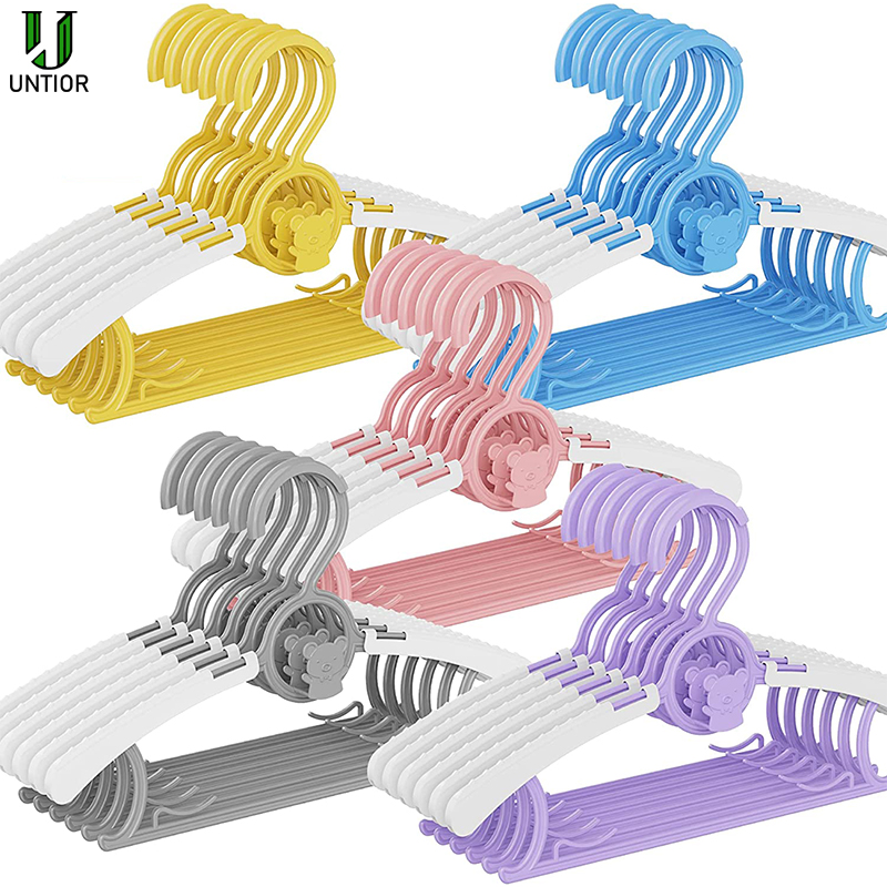 Baby Clothing Hanging Rack - UNTIOR Rutschfester Baby-Kleiderbügel, verstellbare Aufbewahrungsbügel, niedlicher