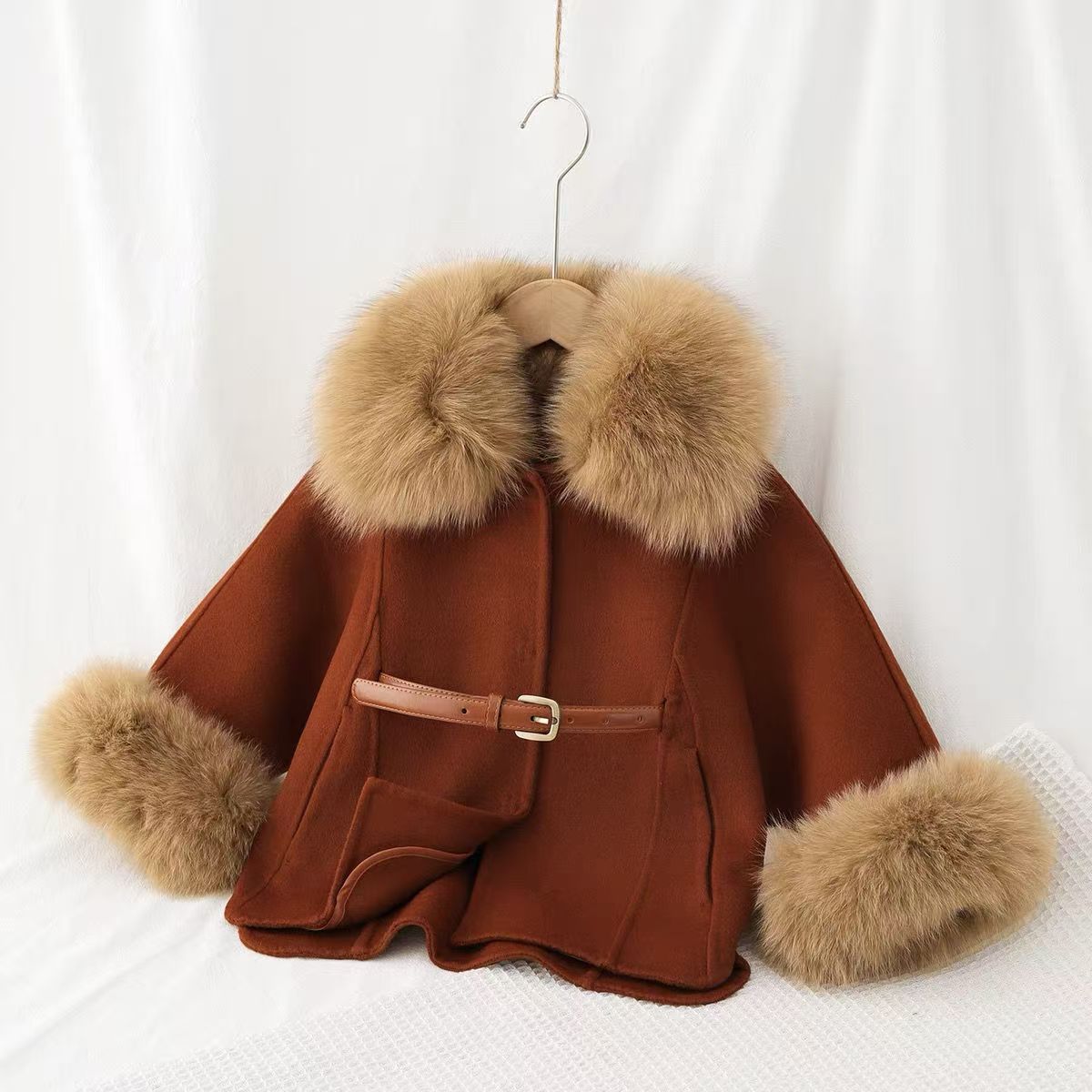 Baby Clothing High End - Doppelseitiger Wollmantel für Mädchen, Herbst und
