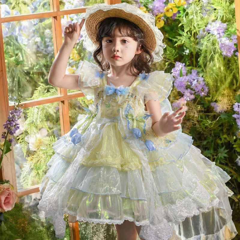 Baby Clothing High End - Mädchen Hochwertiges Lolita Prinzessinnenkleid Kinder Geburtstagskleid